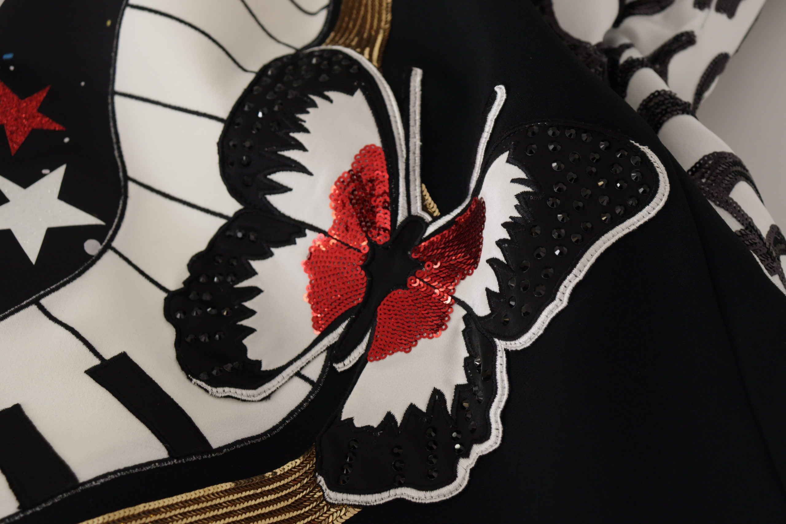 Dolce &amp; Gabbana – Verzierter schwarzer A-Linien-Rock mit hoher Taille