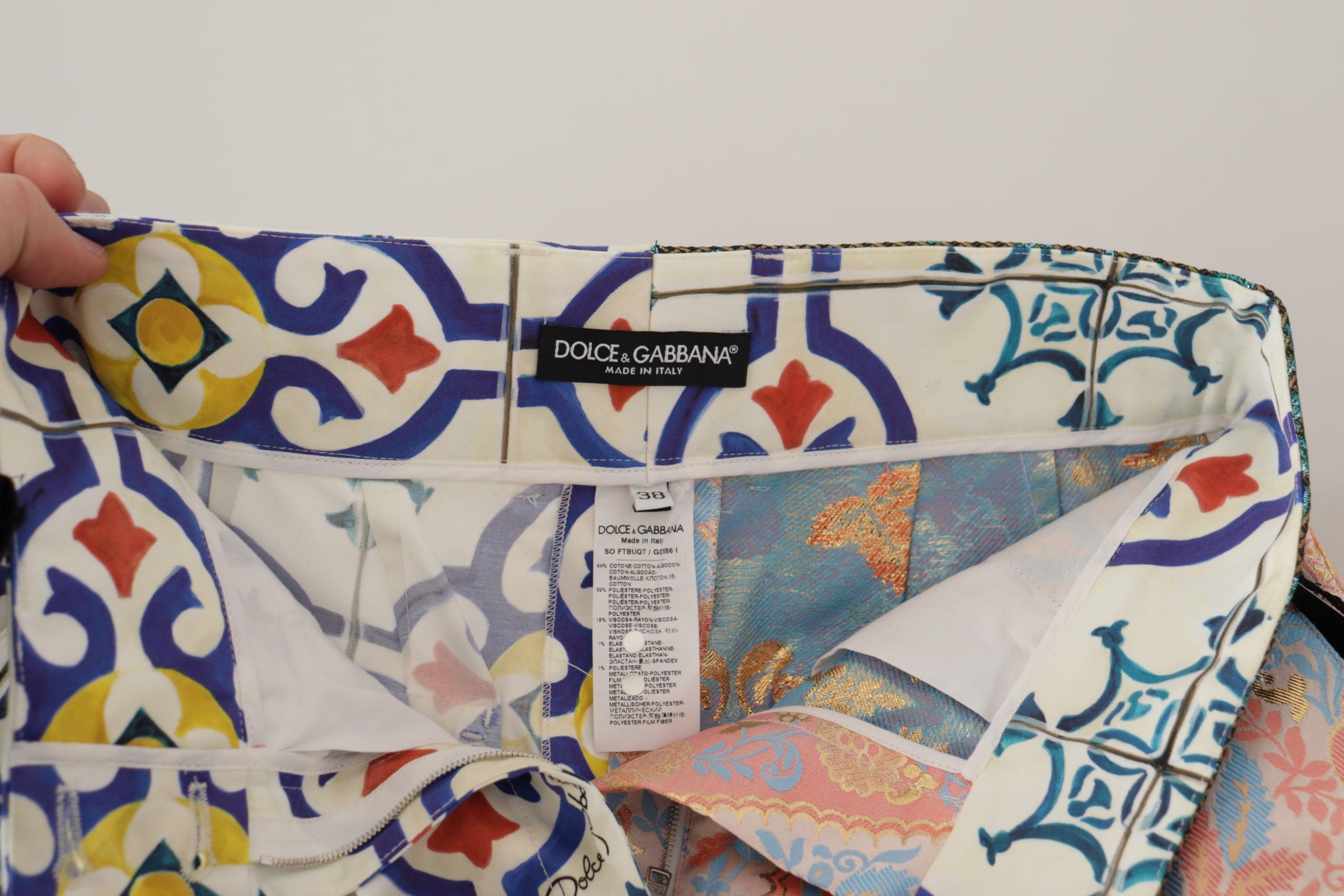 Dolce &amp; Gabbana Mehrfarbige Majolika-Shorts mit hoher Taille aus Jacquard