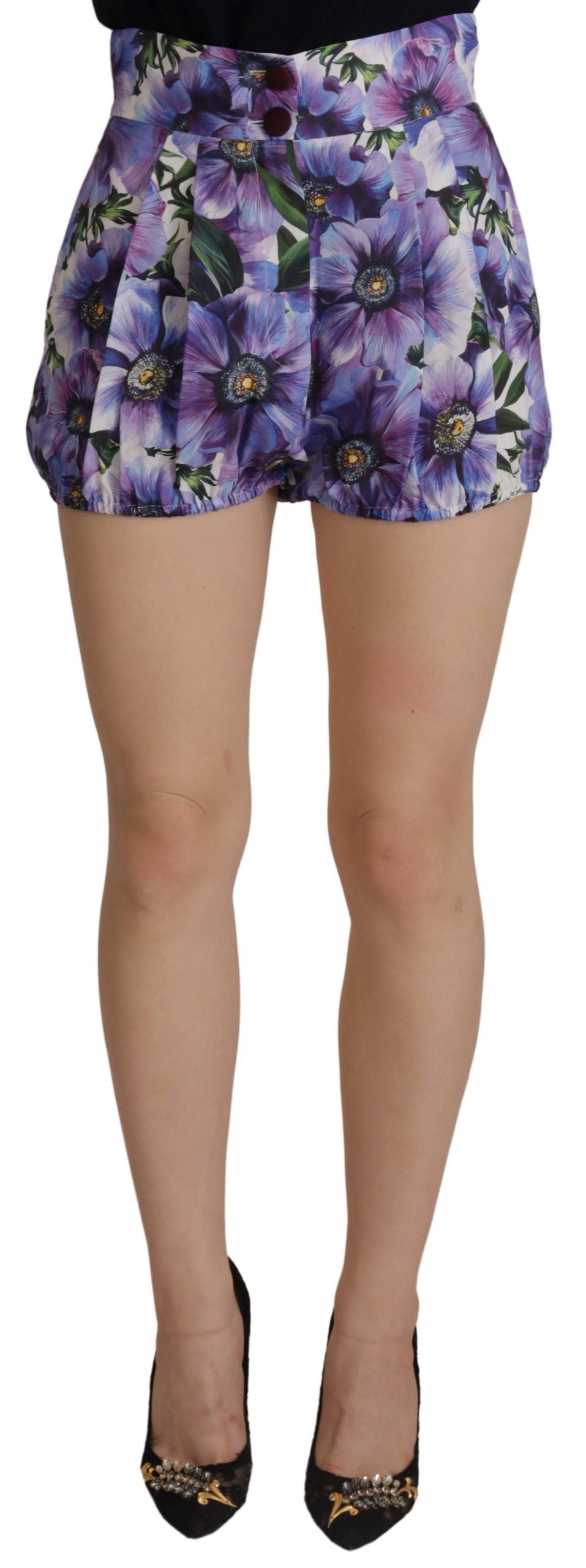 Dolce &amp; Gabbana Elegante Designer-Shorts mit Blumenmuster und hoher Taille