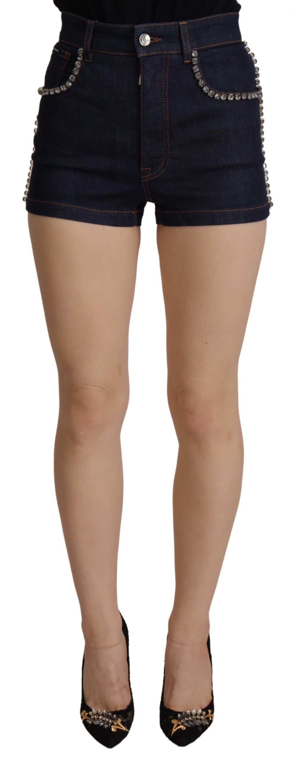 Dolce &amp; Gabbana – Schicke Hotpants-Shorts mit hoher Taille und Kristalldetails