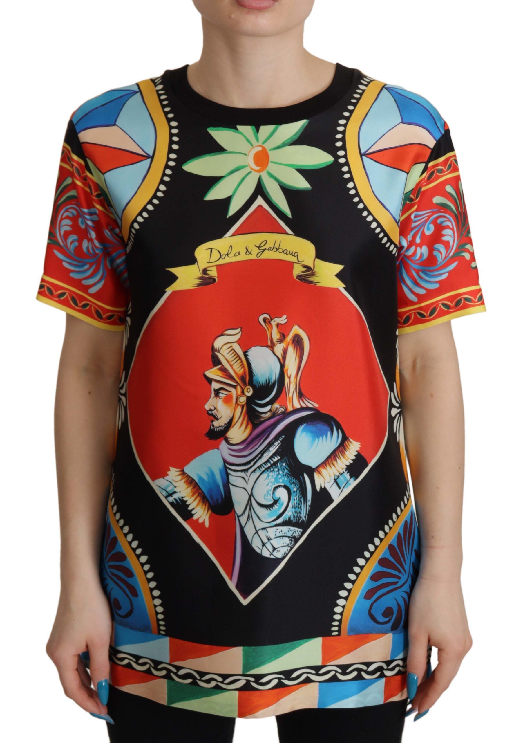 Dolce &amp; Gabbana Glamouröses mehrfarbiges Seidentop