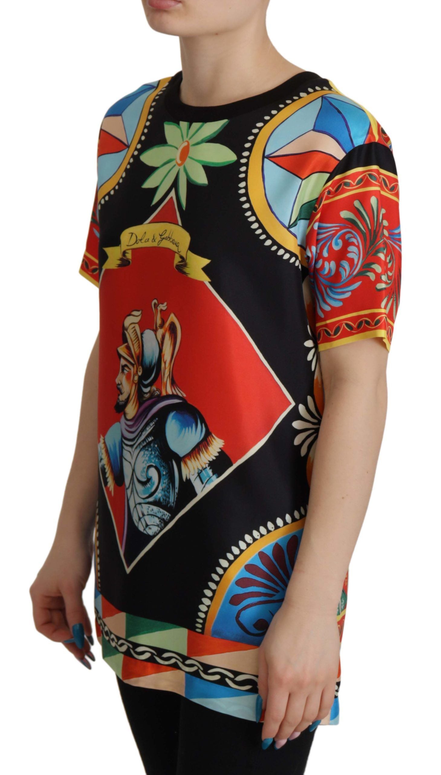 Dolce &amp; Gabbana Glamouröses mehrfarbiges Seidentop