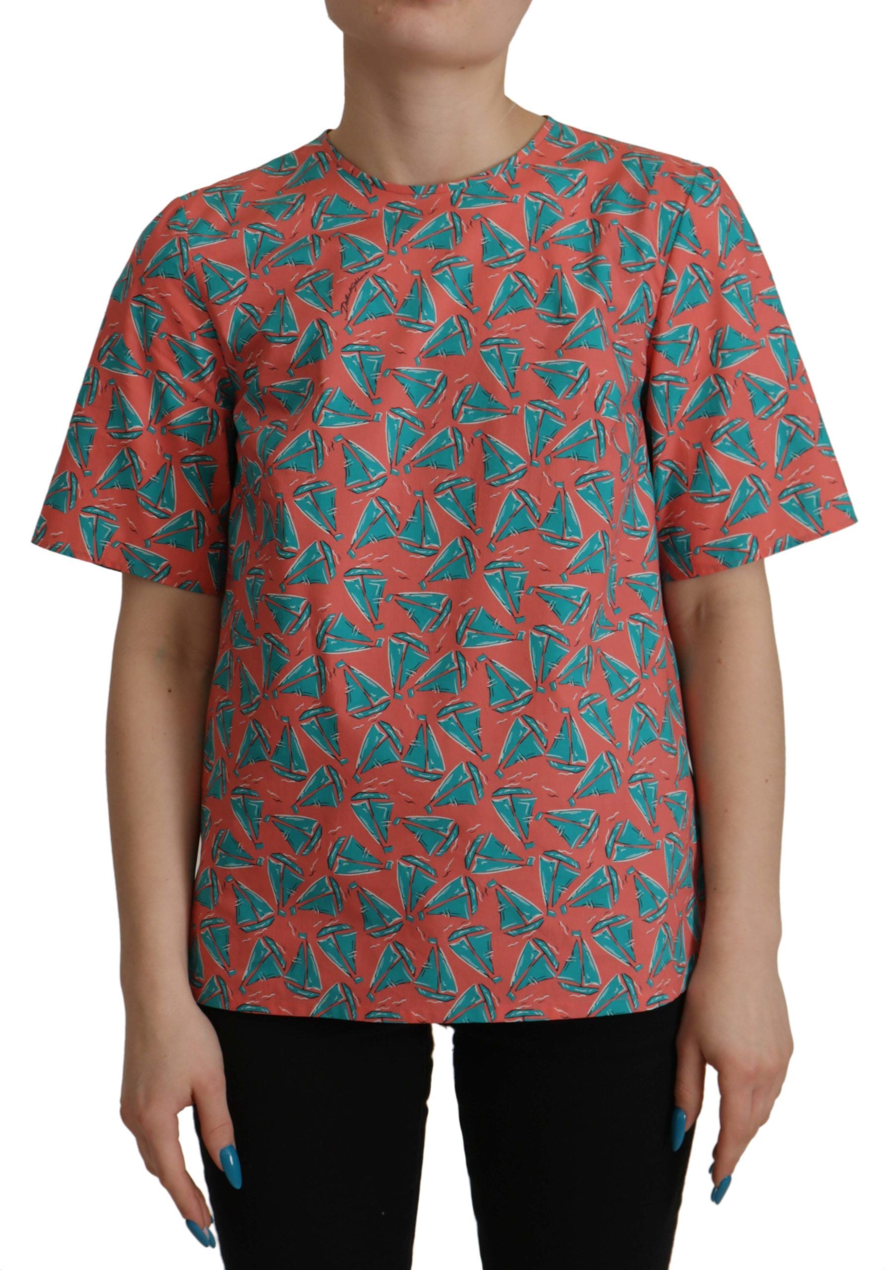 Dolce &amp; Gabbana Schickes rosa Baumwolltop mit Segelboot-Print