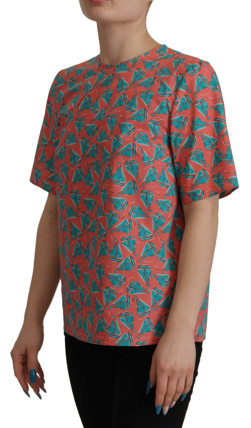 Dolce &amp; Gabbana Schickes rosa Baumwolltop mit Segelboot-Print