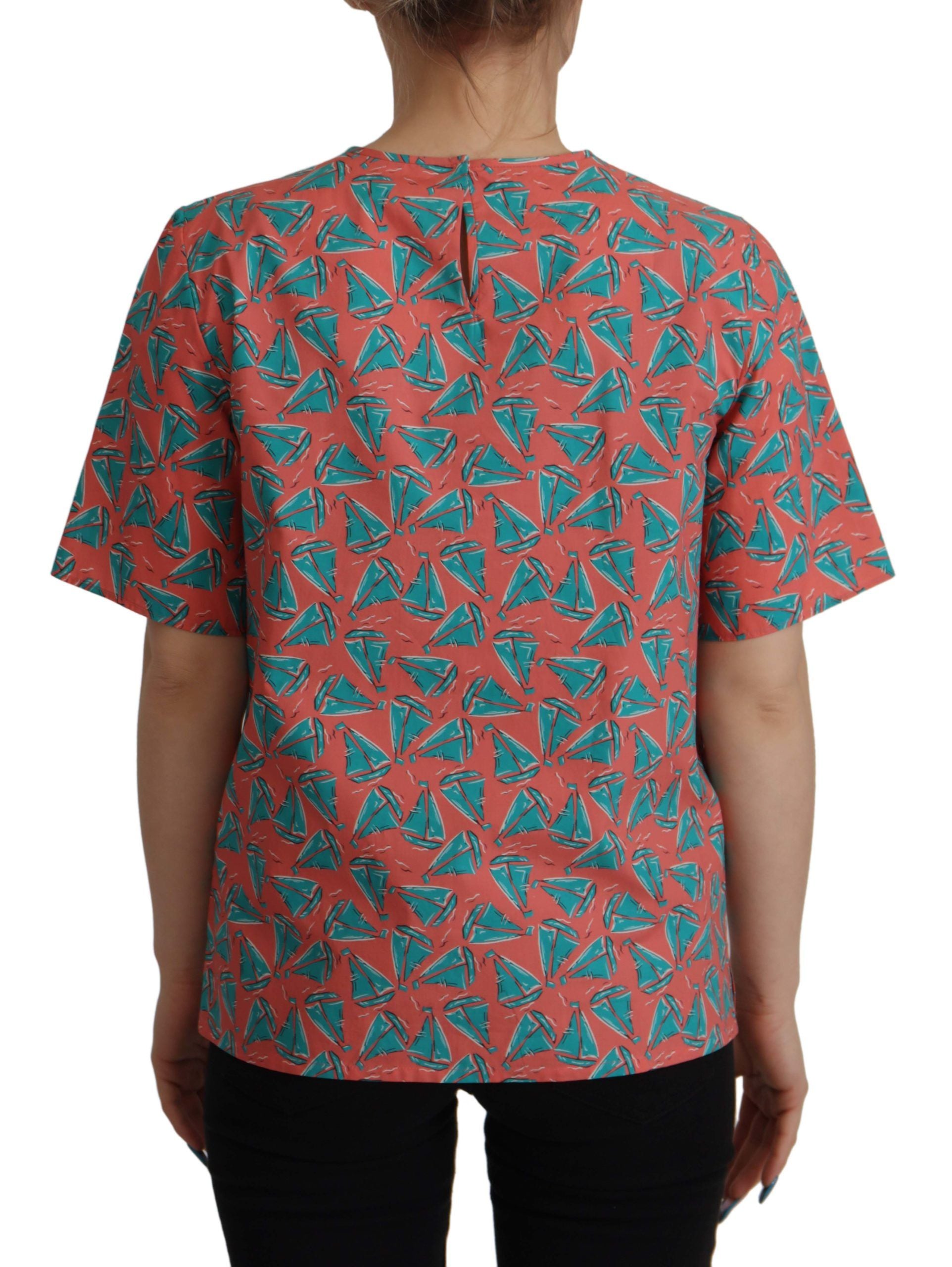 Dolce &amp; Gabbana Schickes rosa Baumwolltop mit Segelboot-Print