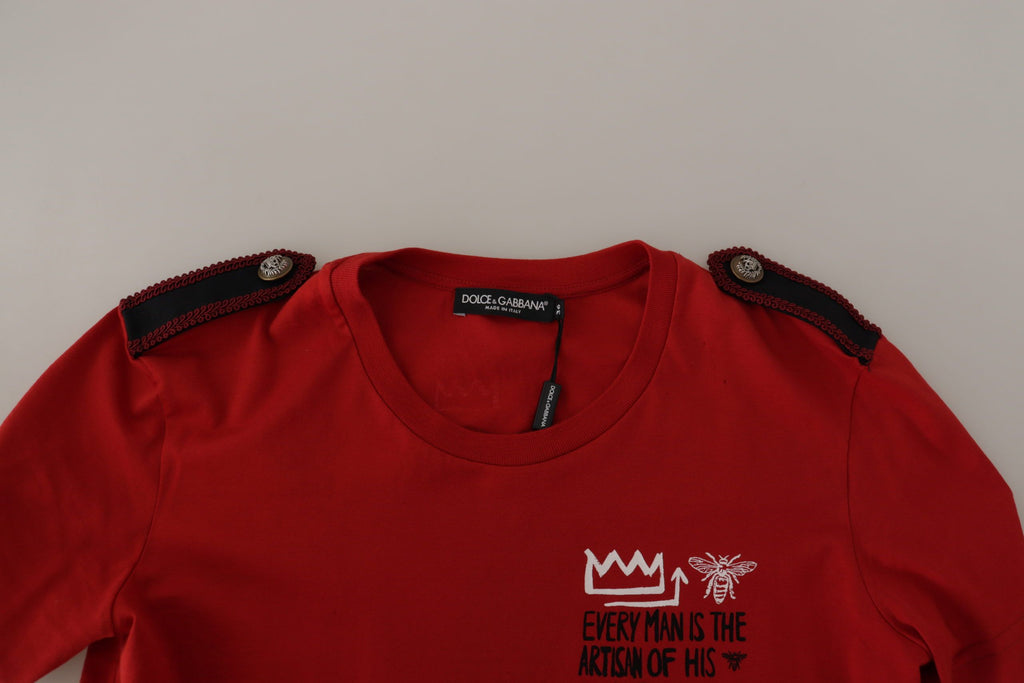 Dolce &amp; Gabbana Elegantes rotes Baumwoll-T-Shirt mit Rundhalsausschnitt