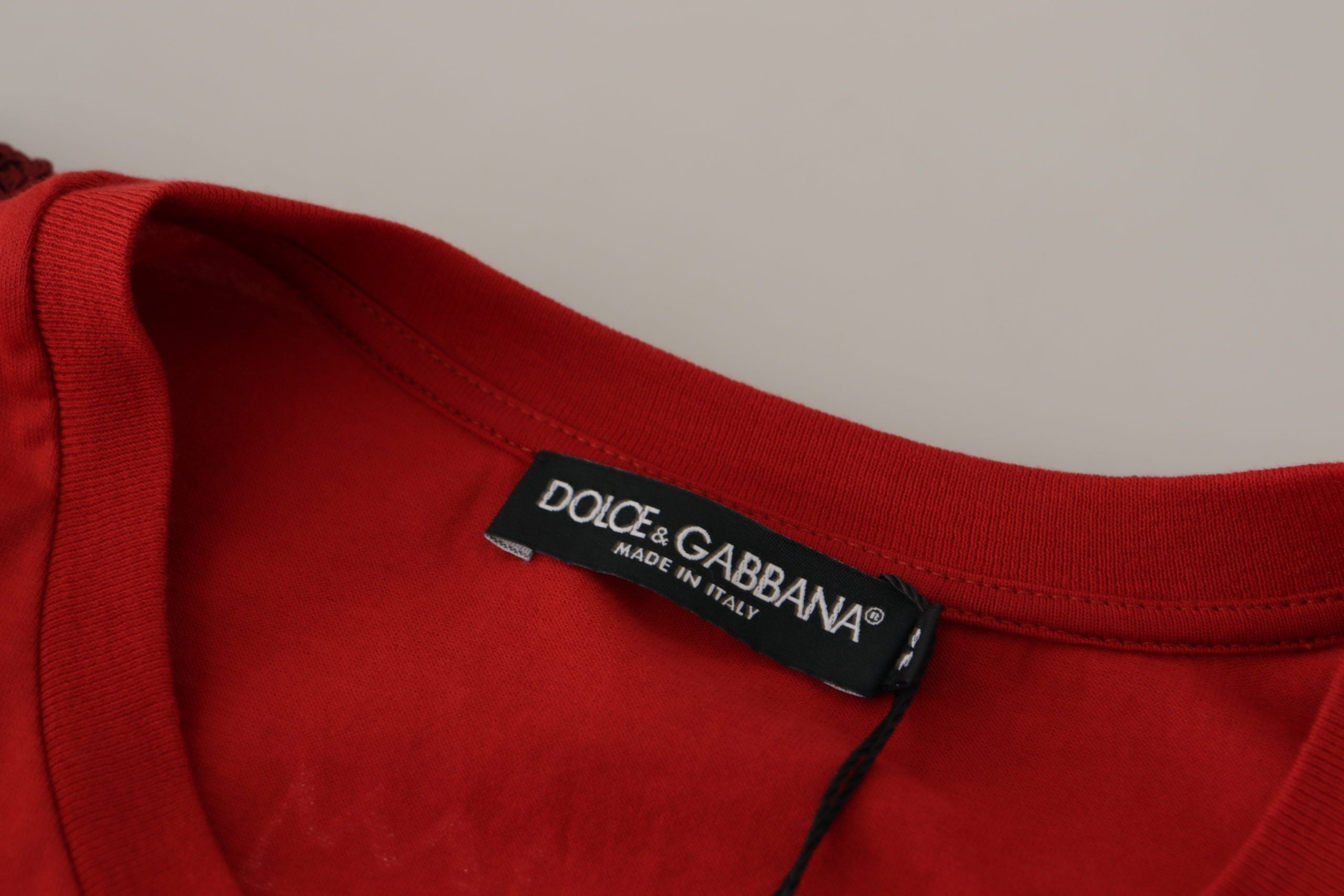Dolce &amp; Gabbana Elegantes rotes Baumwoll-T-Shirt mit Rundhalsausschnitt