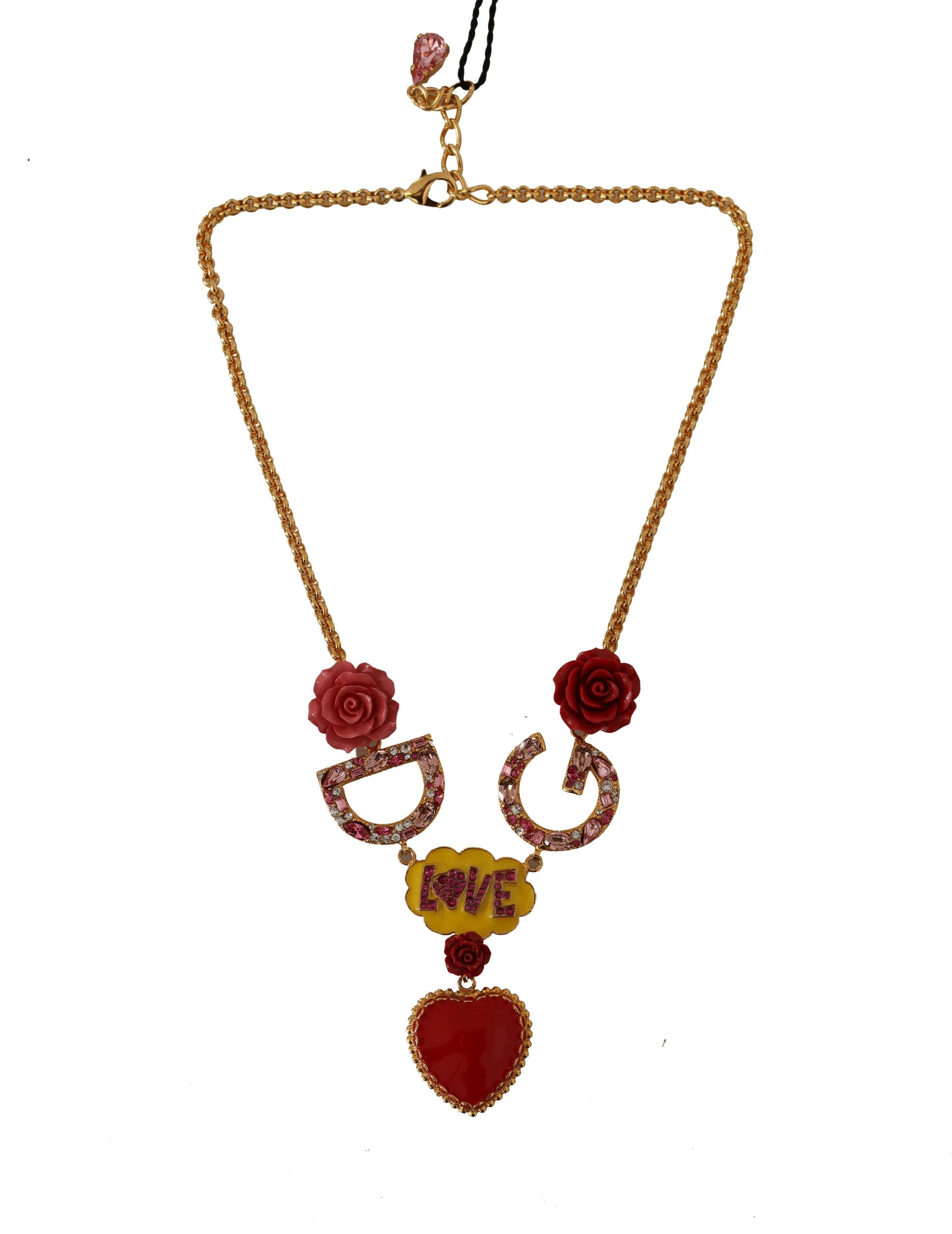 Dolce &amp; Gabbana – Glamouröse Halskette mit goldenem Kristallanhänger