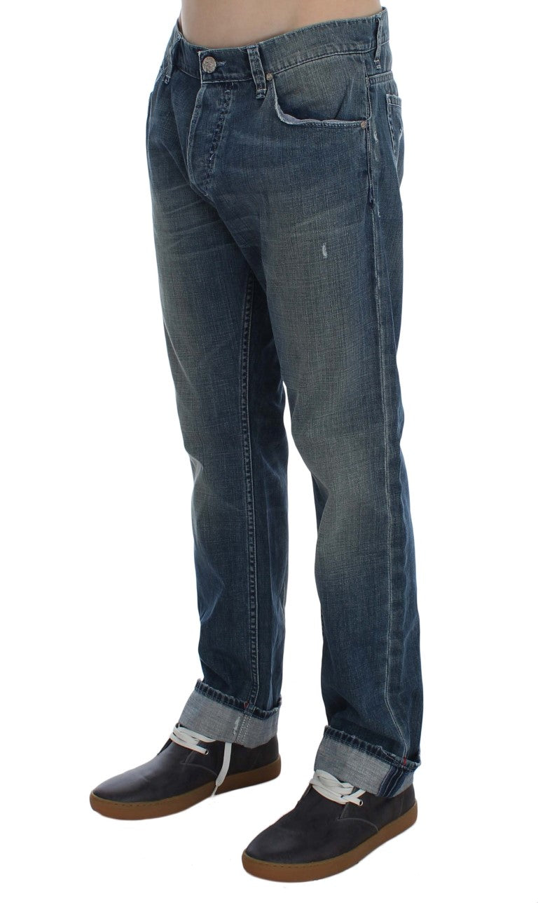 Acht Eleganter Regular Fit Blue Wash Denim