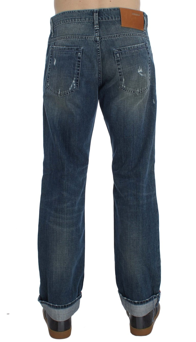 Acht Eleganter Regular Fit Blue Wash Denim