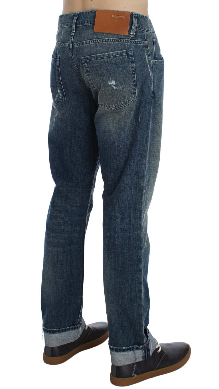 Acht Eleganter Regular Fit Blue Wash Denim