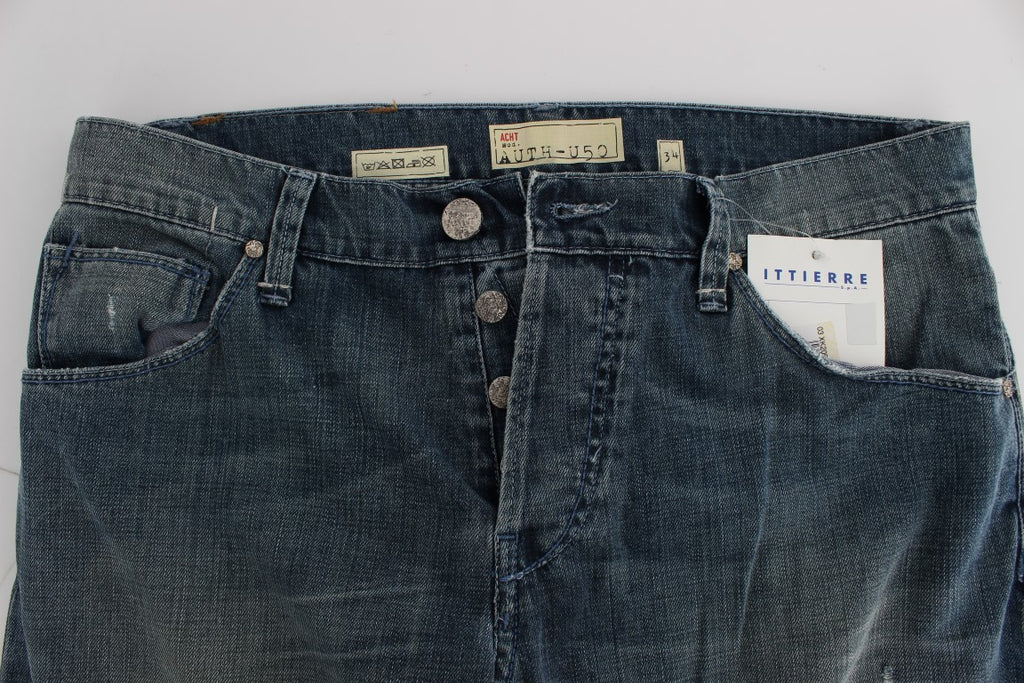 Acht Eleganter Regular Fit Blue Wash Denim