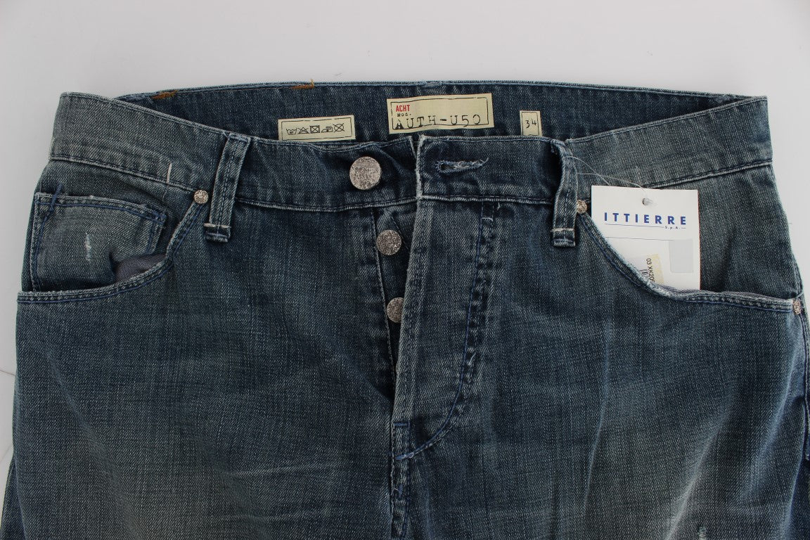 Acht Eleganter Regular Fit Blue Wash Denim