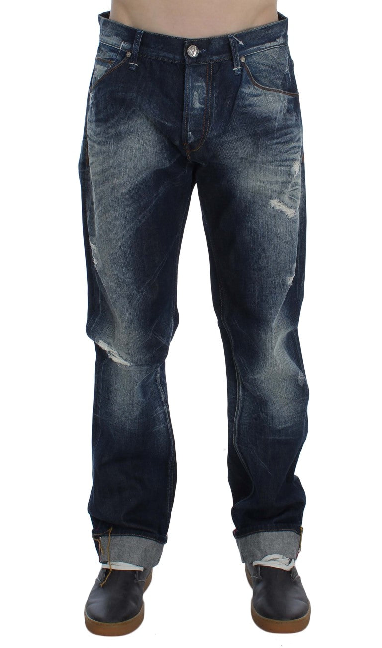 Acht Authentic Jeans in normaler Passform und blauer Waschung