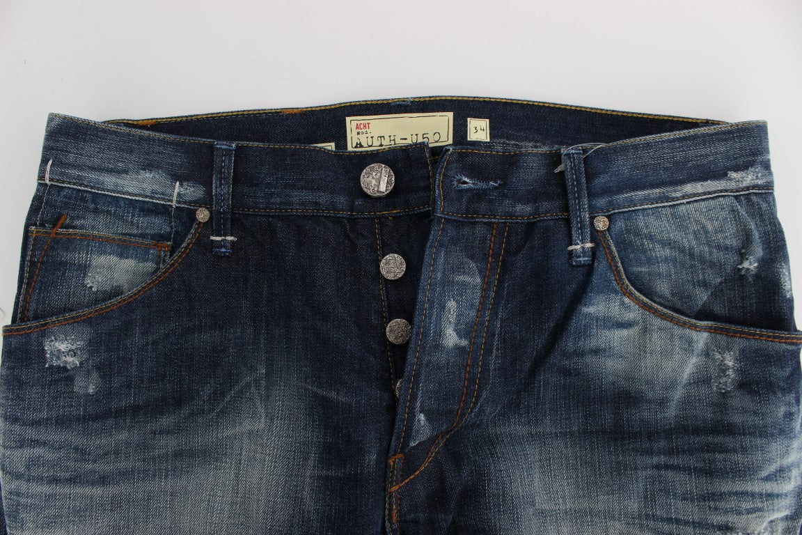 Acht Authentic Jeans in normaler Passform und blauer Waschung