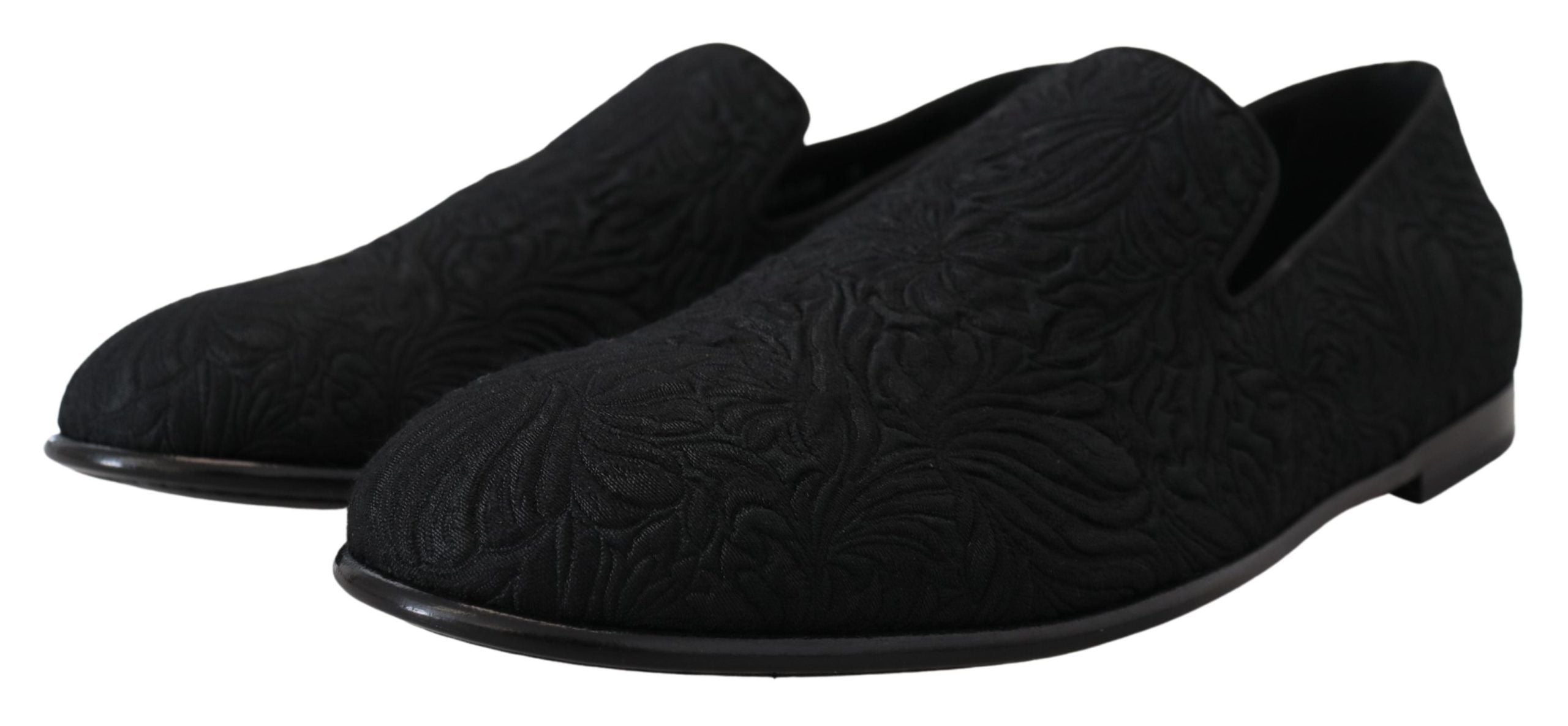 Dolce &amp; Gabbana – Elegante schwarze Jacquard-Loafer zum Hineinschlüpfen