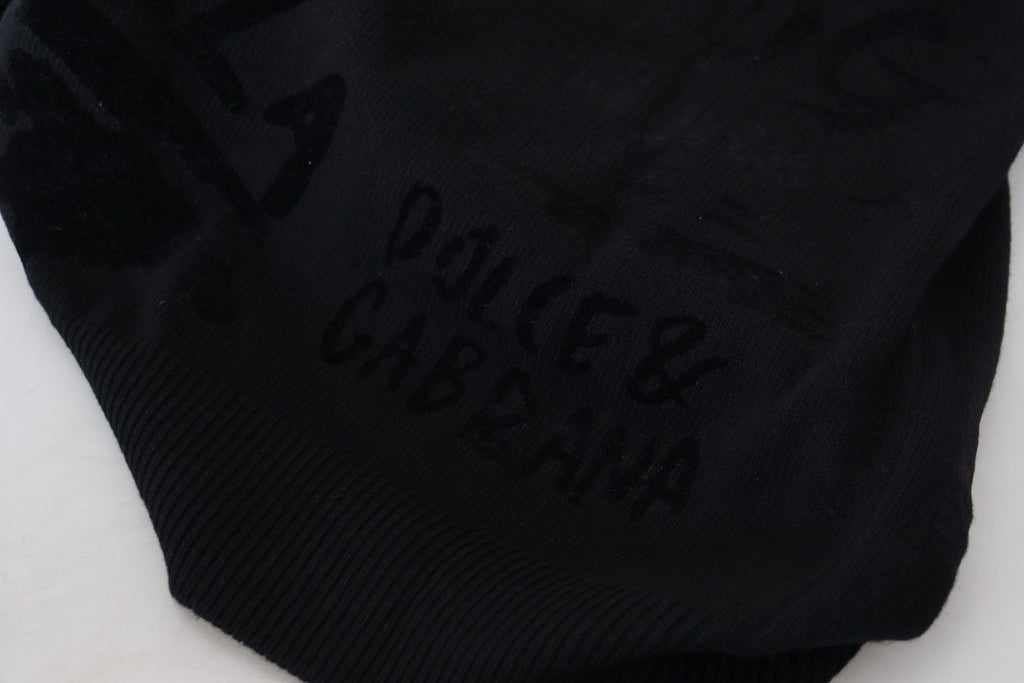 Dolce &amp; Gabbana Eleganter schwarzer Wollpullover mit Logo