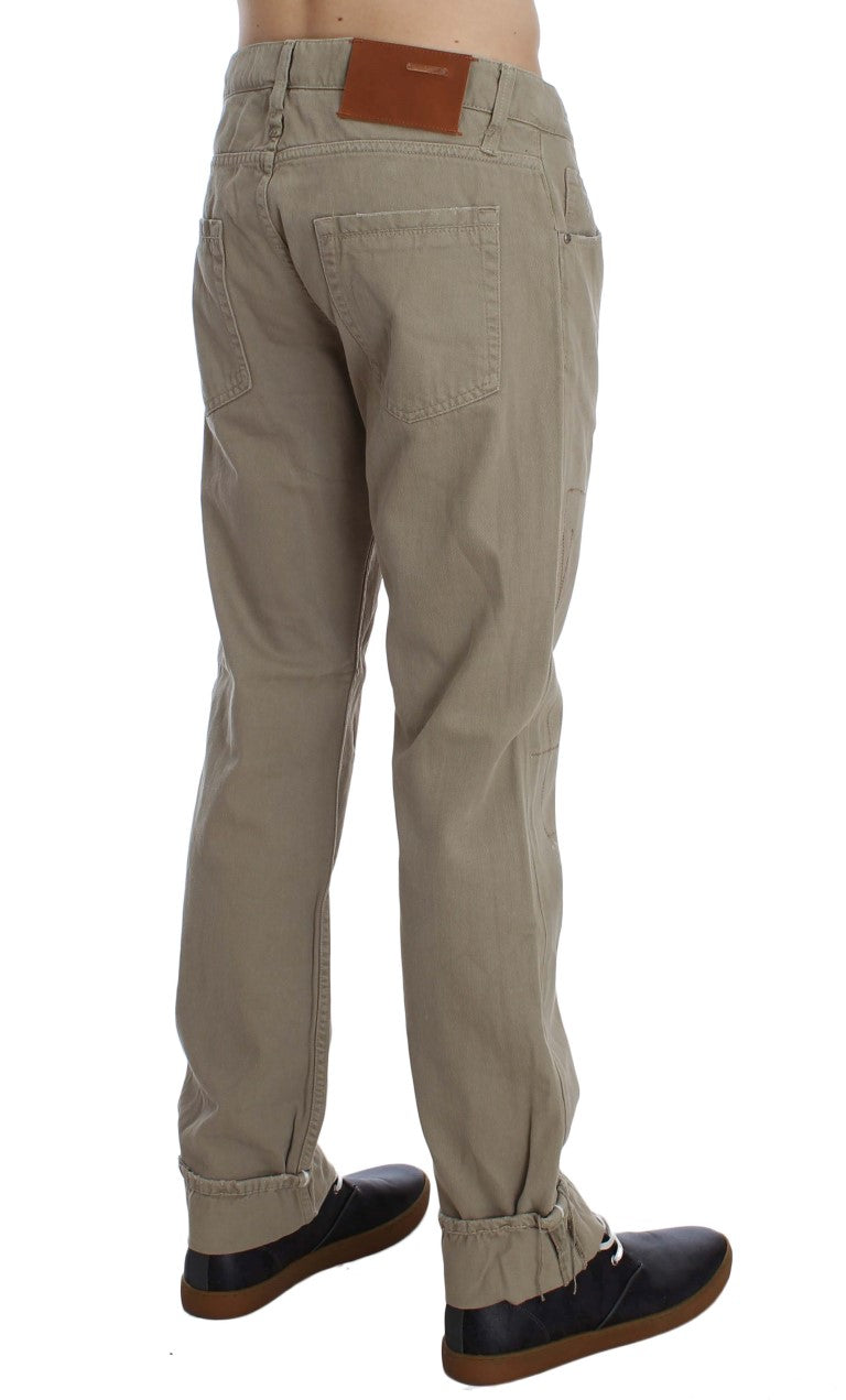Acht Beige Straight Fit Baumwolljeans für Herren