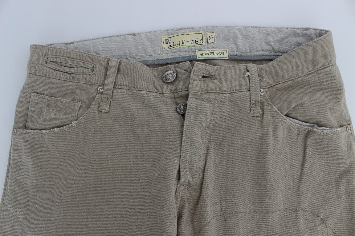 Acht Beige Straight Fit Baumwolljeans für Herren