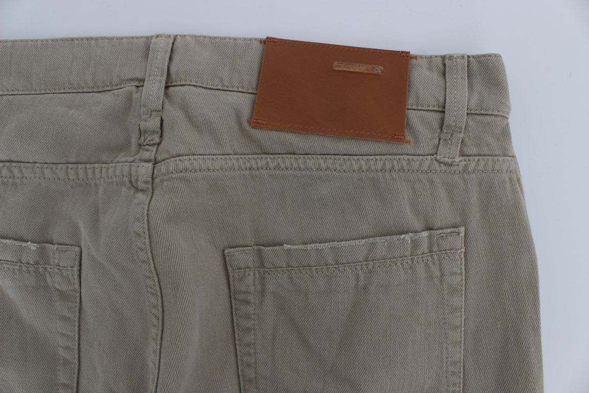 Acht Beige Straight Fit Baumwolljeans für Herren