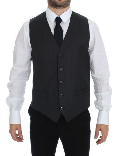 Dolce &amp; Gabbana Elegante formelle Weste aus grauer Wolle