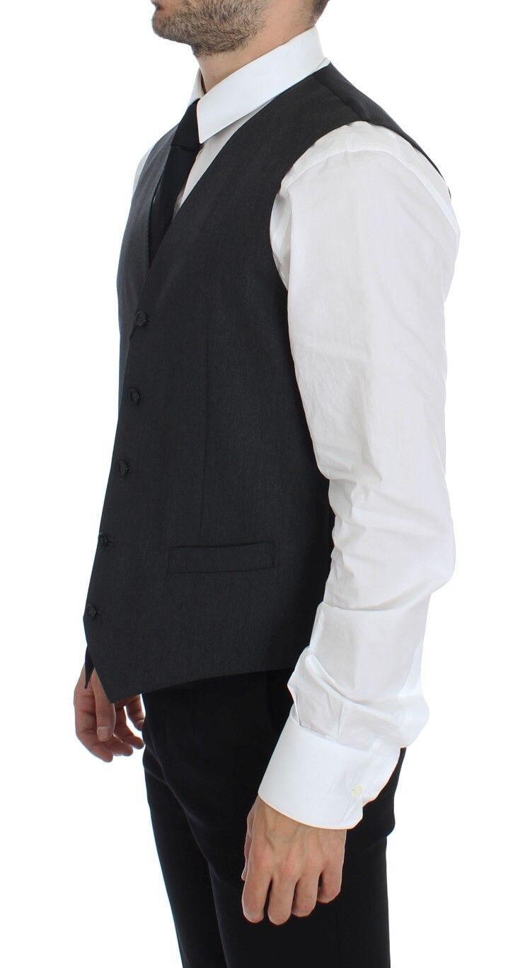 Dolce &amp; Gabbana Elegante formelle Weste aus grauer Wolle