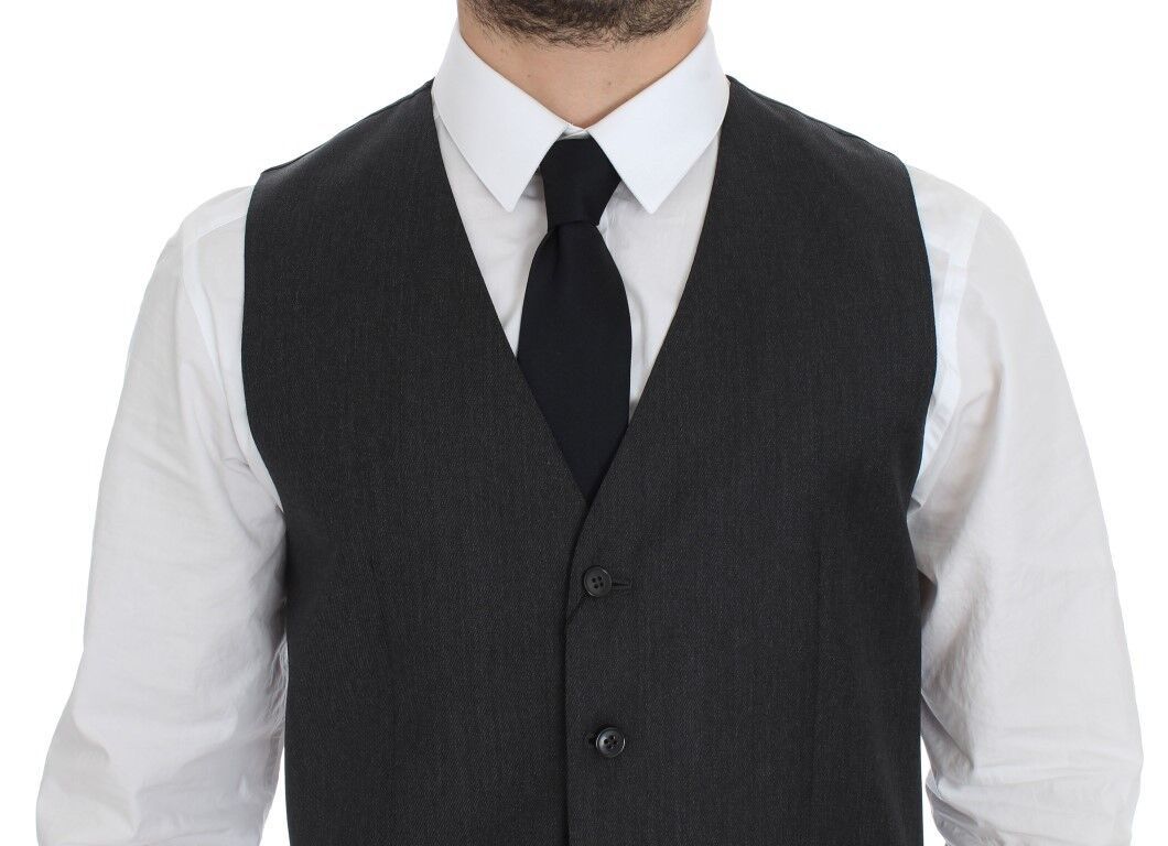 Dolce &amp; Gabbana Elegante formelle Weste aus grauer Wolle