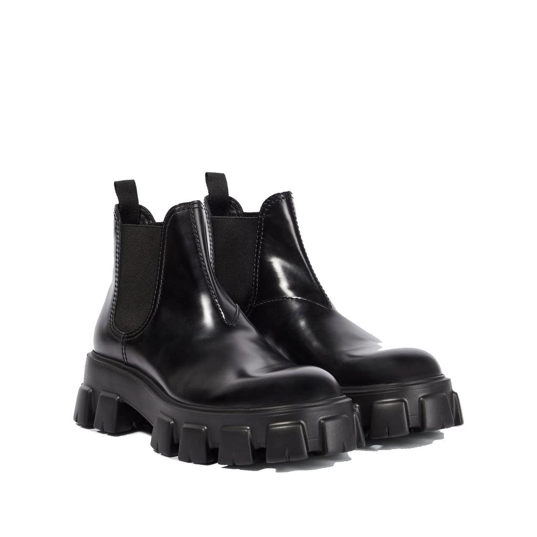 Prada Monolith Leather Ankle Boots