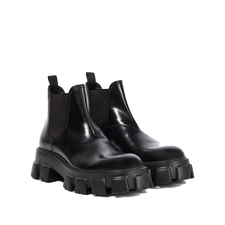 Prada Monolith Leather Ankle Boots
