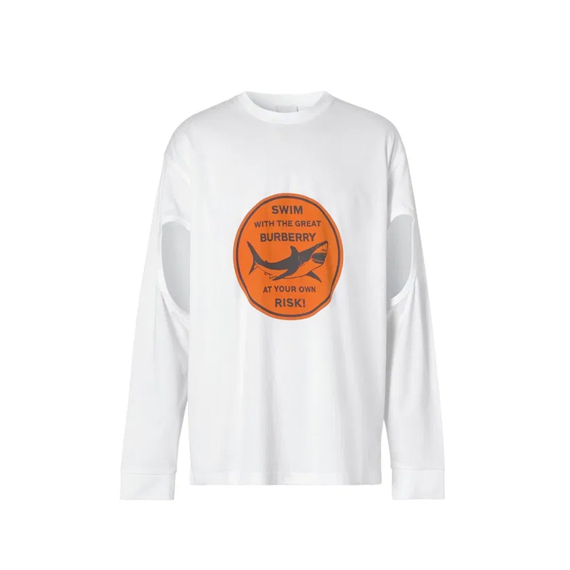 Burberry Cut - Out Sleeve Shark Graphic T-shirt - MEN CLOTHING - BURBERRY - Tluxy New