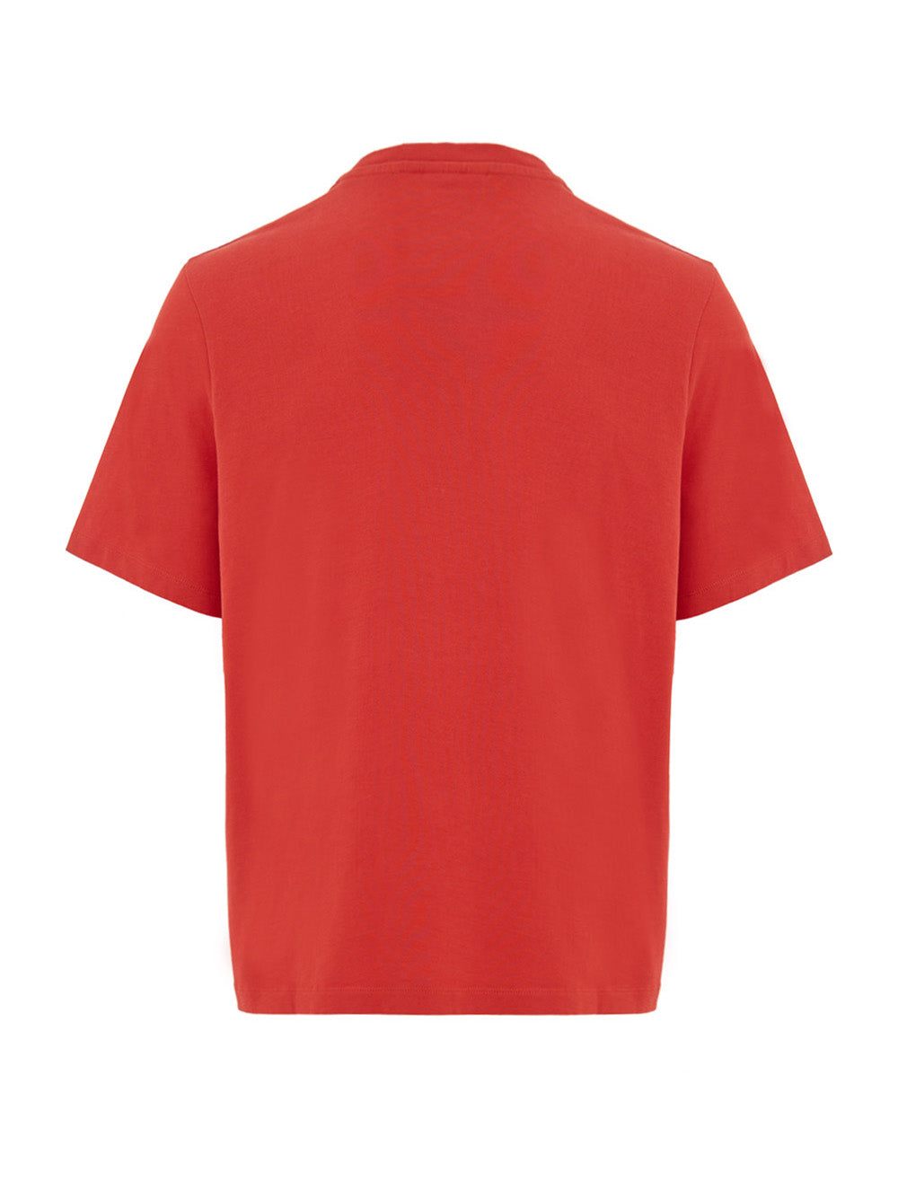 Coral Red Cotton T-Shirt with Maison KitsunÃ© Embroidery