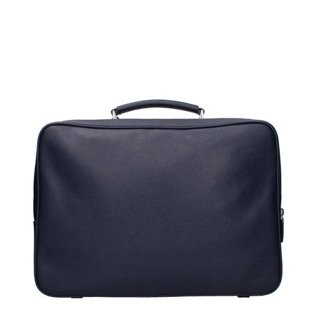 Prada Men Blue Leather Travel Bag
