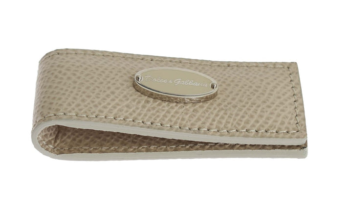 Dolce &amp; Gabbana Elegante Geldklammer aus beigefarbenem Leder
