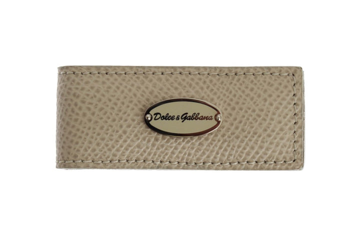 Dolce &amp; Gabbana Elegante Geldklammer aus beigefarbenem Leder