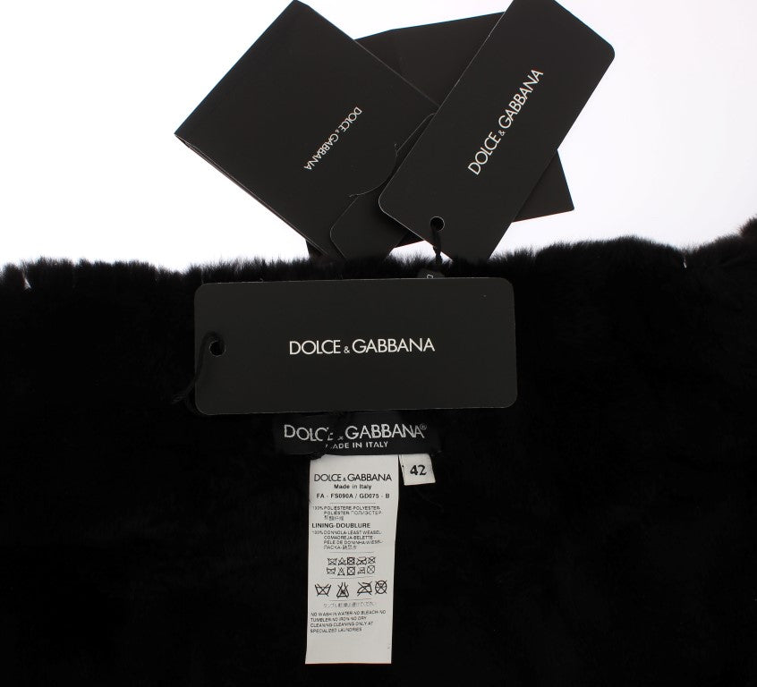 Dolce &amp; Gabbana – Eleganter Pelzschal mit Blumenmuster und Pailletten