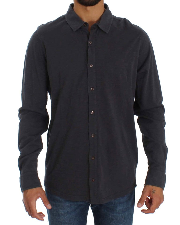 Alpha Massimo Rebecchi Sleek Grey Casual Baumwollhemd