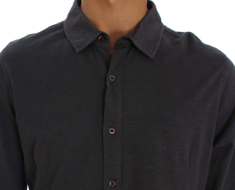 Alpha Massimo Rebecchi Sleek Grey Casual Baumwollhemd