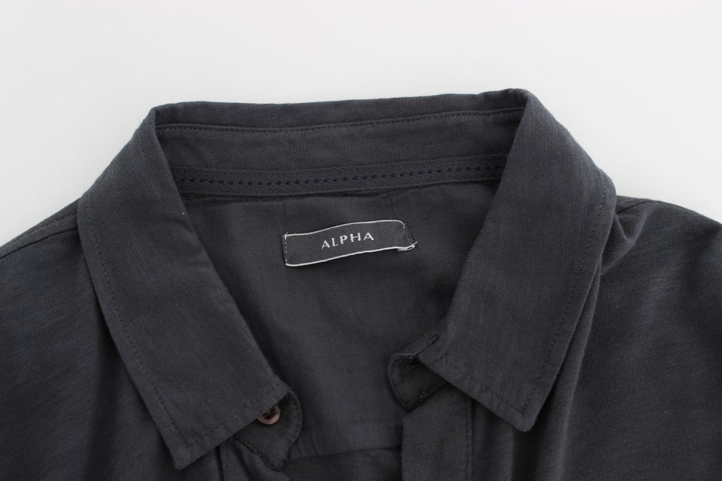 Alpha Massimo Rebecchi Sleek Grey Casual Baumwollhemd