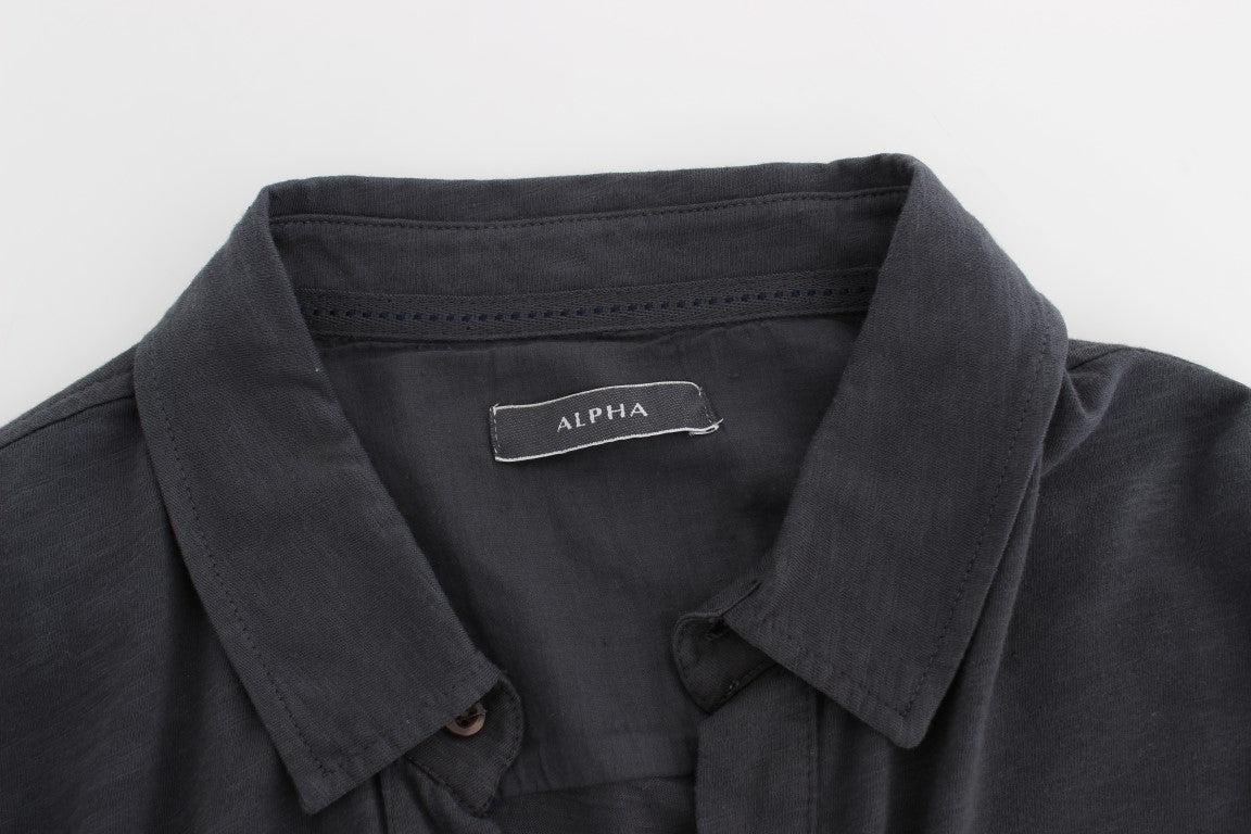 Alpha Massimo Rebecchi Sleek Grey Casual Baumwollhemd