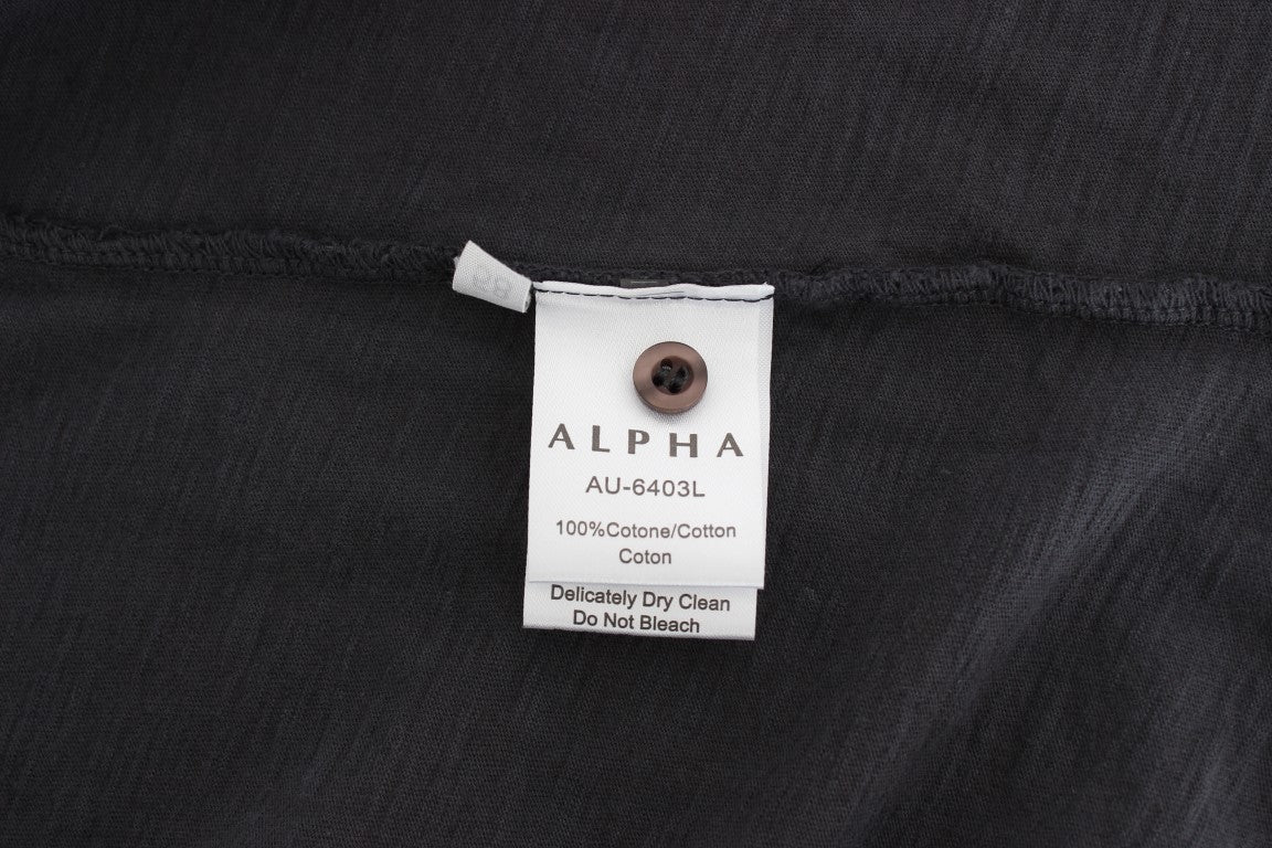 Alpha Massimo Rebecchi Sleek Grey Casual Baumwollhemd