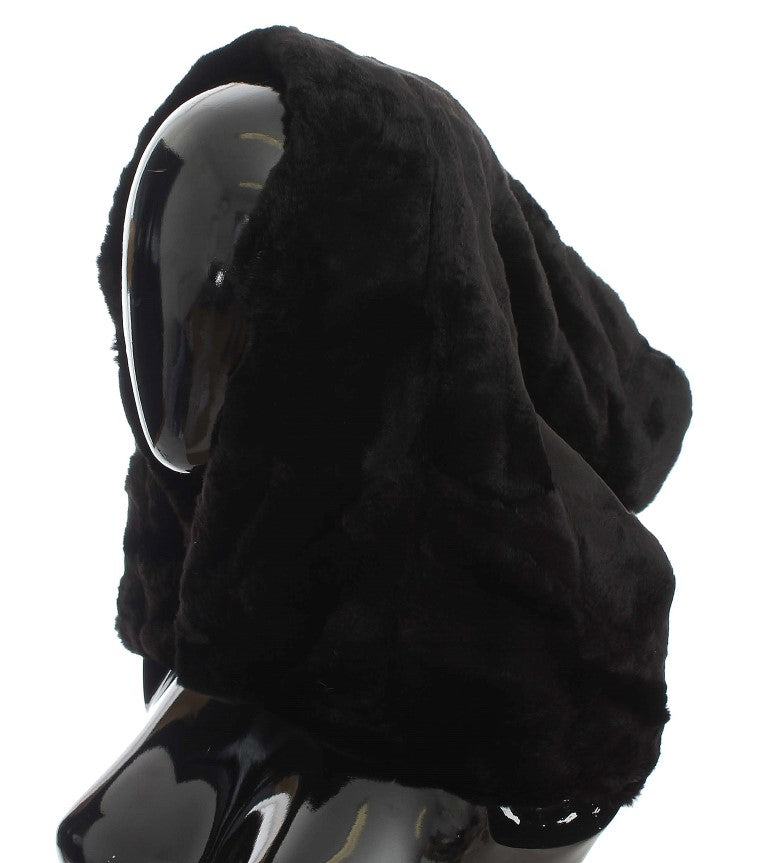 Dolce &amp; Gabbana Schicker schwarzer Wieselfell-Kapuzenschal