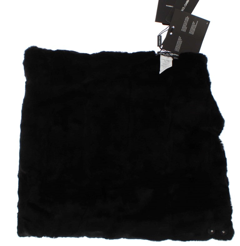 Dolce &amp; Gabbana Schicker schwarzer Wieselfell-Kapuzenschal