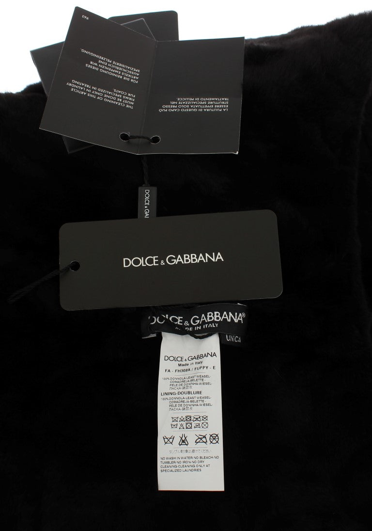 Dolce &amp; Gabbana Schicker schwarzer Wieselfell-Kapuzenschal