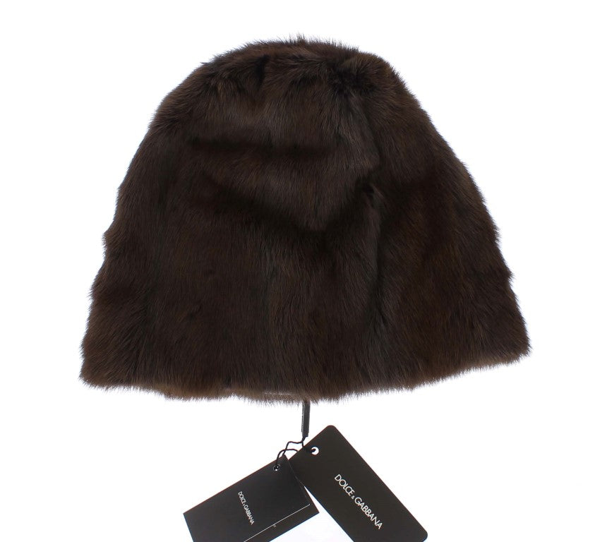 Dolce &amp; Gabbana – Luxuriöse Beanie aus braunem Wieselfell