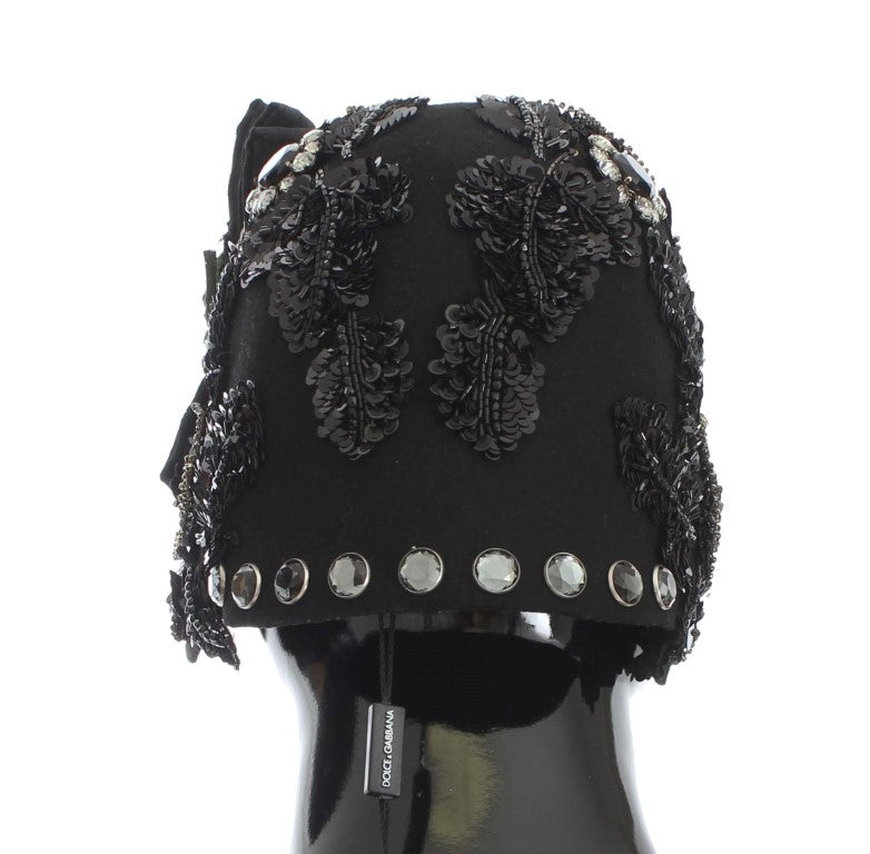 Dolce &amp; Gabbana – Eleganter schwarzer Glockenhut mit Kristallen