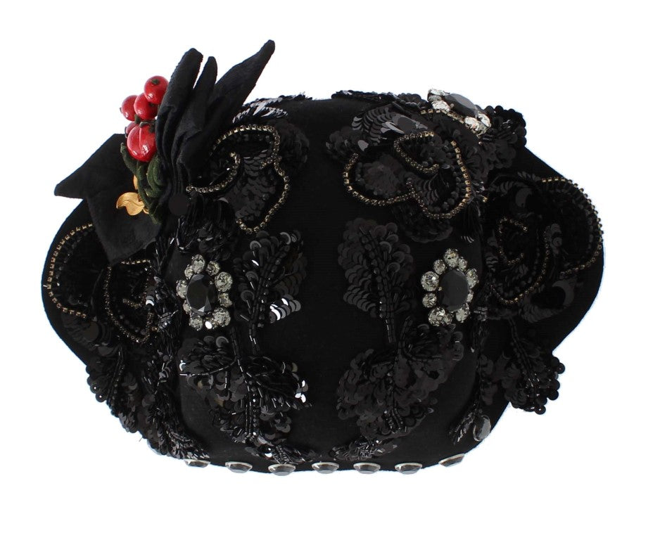 Dolce &amp; Gabbana – Eleganter schwarzer Glockenhut mit Kristallen