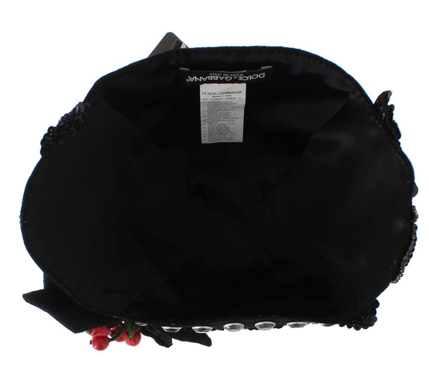 Dolce &amp; Gabbana – Eleganter schwarzer Glockenhut mit Kristallen