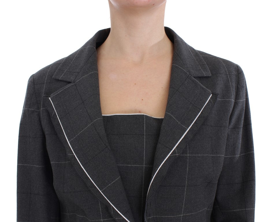 BENCIVENGA Elegantes grau kariertes Etuianzug-Set