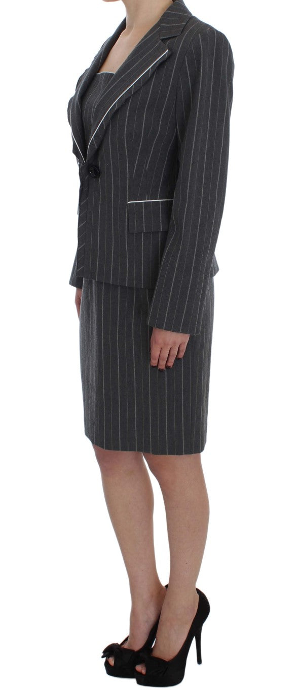 BENCIVENGA Elegantes grau gestreiftes Kleid &amp; Blazer-Anzug-Set