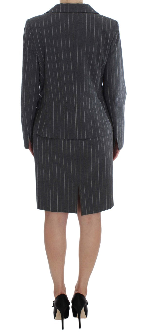 BENCIVENGA Elegantes grau gestreiftes Kleid &amp; Blazer-Anzug-Set